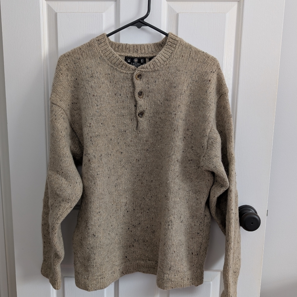 J Riggings Men's Vintage Oatmeal Wool Sweater Small
